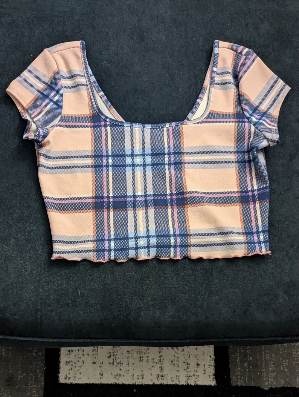 NWOT! Ginger G Plaid Pastel Crop Top Square & V Neck!